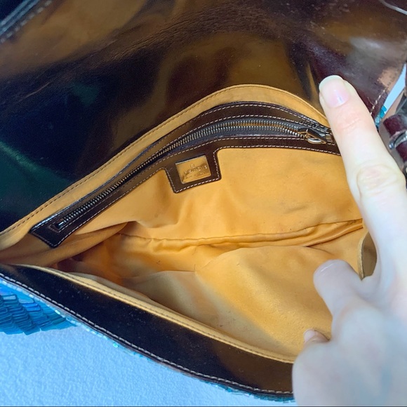 FENDI Navy Blue Sequin Beaded Shoulder Baguette Vintage 90s Bag - Picture 13 of 16